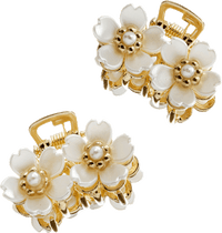 ebelin Haarklammern mit Blumen-Applikationen, Gold-Optik, 2 St