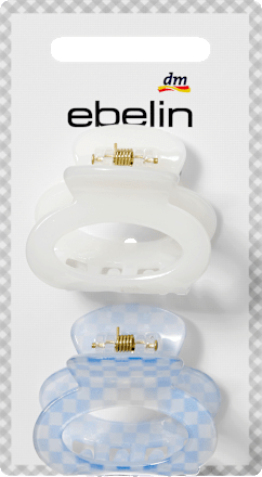ebelin Haarklammern oval, weiß/Karomuster, 2 St