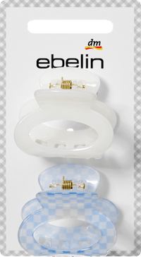 ebelin Haarklammern oval, weiß/Karomuster, 2 St