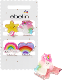 ebelin Haarklammern Regenbogen/Einhorn, 4 St
