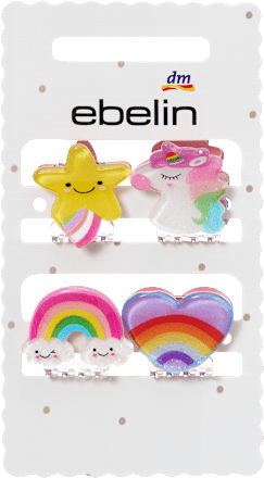 ebelin Haarklammern Regenbogen/Einhorn, 4 St