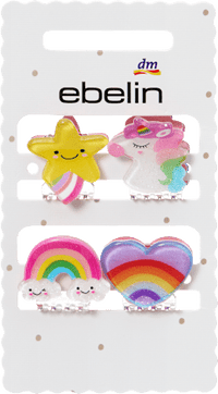 Haarklammern Regenbogen/Einhorn, 4 St