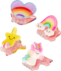 Haarklammern Regenbogen/Einhorn, 4 St
