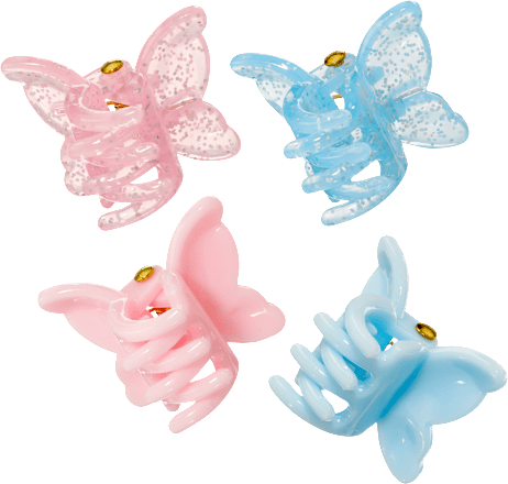 Haarklammern Schmetterling, hellblau/rosa, 4 St