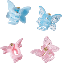 Haarklammern Schmetterlinge mit Glitzer rosa, hellblau, 4 St ebelin