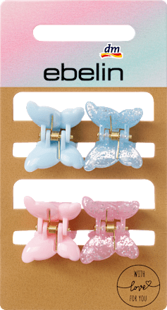 Haarklammern Schmetterlinge mit Glitzer rosa, hellblau, 4 St ebelin