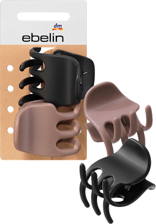 Haarclipset, zwart/mauve, 2 stuks