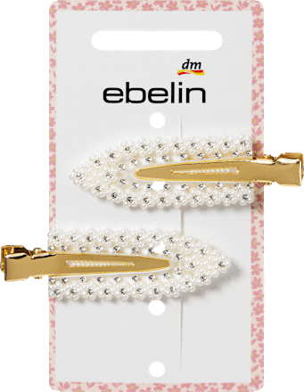 ebelin Haarklemmen mit Perlen & Glitzer, weiß, 2 St