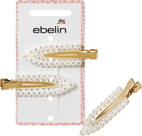 ebelin Haarklemmen mit Perlen & Glitzer, weiß, 2 St