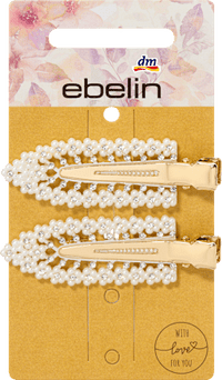 Haarklemmen mit Perlen & Glitzer, weiß, 2 St ebelin