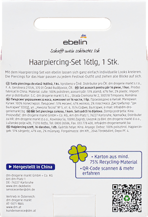 Haarpiercingset Stay wild, Kind, 16 stuks