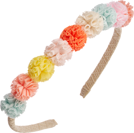 Hoofdband met kleurrijke pompons, 1 stuk