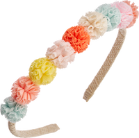 Hoofdband met kleurrijke pompons, 1 stuk