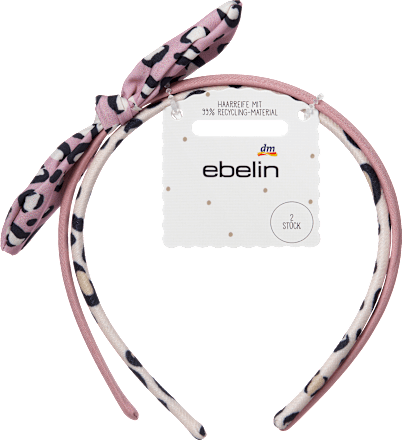 Haarreifen mit Schleife, Leo-Muster, rosa, 2 St
