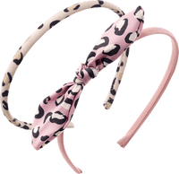 Haarreifen mit Schleife, Leo-Muster, rosa, 2 St