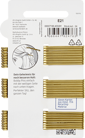 ebelin Haarschieber lang, Gold-Optik, 24 St