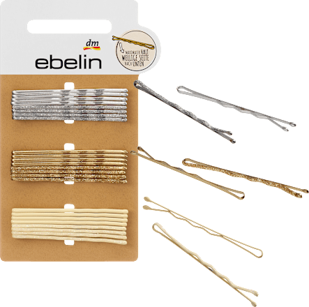 Lange haarspeldjes met glitter in zilver, roségoud &amp; goud, 24 stuks