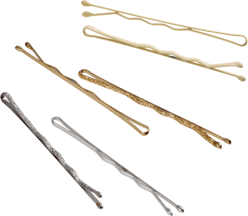 Lange haarspeldjes met glitter in zilver, roségoud &amp; goud, 24 stuks