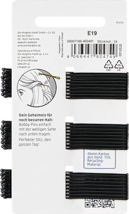 ebelin Haarschieber lang, schwarz, 24 St