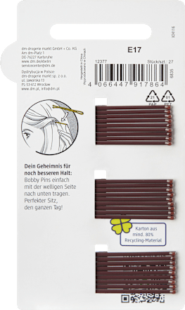 Haarschieber midi, braun, 27 St