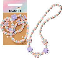 Ketting houten kralen bloem &amp; vlinder, 1 stuk