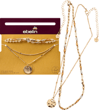 Ketting met parels en hanger, goudlook, 2 stuks