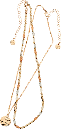 Ketting met parels en hanger, goudlook, 2 stuks