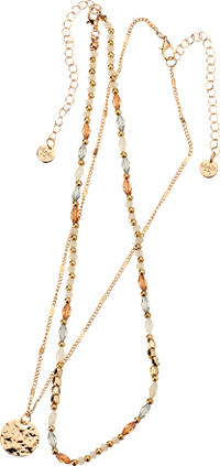 Ketting met parels en hanger, goudlook, 2 stuks