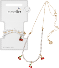 ebelin Halskette mit Perlen & Kirschen, Gold-Optik, 1 St