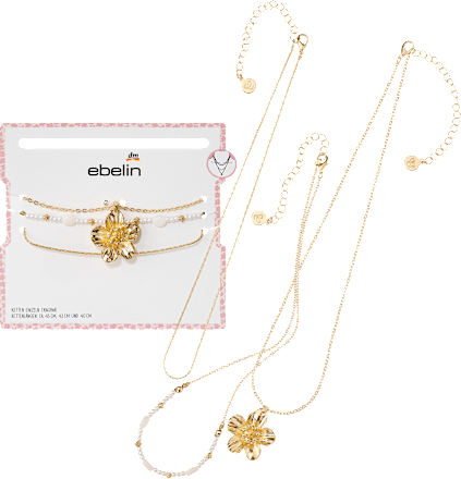 ebelin Halsketten mit Blume & Perlen, 3 St