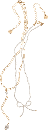 Kettingen met parels en strik, goudlook, 2 stuks