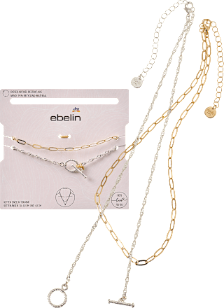 Gerecyclede kettingen, zilver- en goudlook, 2 stuks