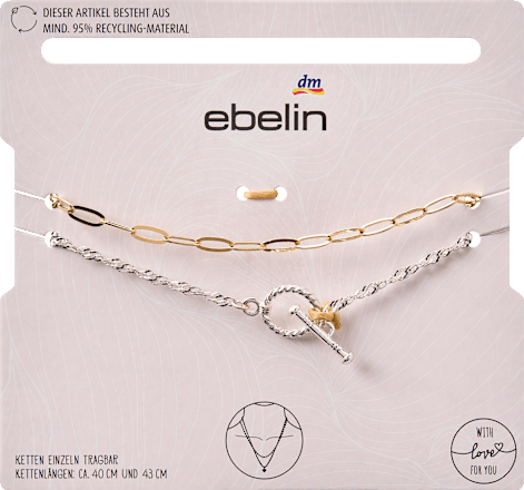 Gerecyclede kettingen, zilver- en goudlook, 2 stuks