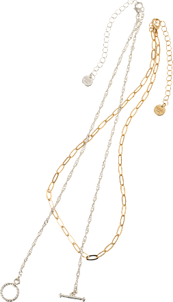 Gerecyclede kettingen, zilver- en goudlook, 2 stuks