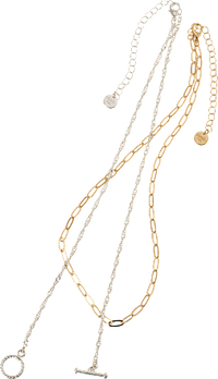 Gerecyclede kettingen, zilver- en goudlook, 2 stuks