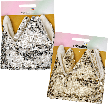 Kroon met pailletten goud/zilverlook, 1 st.