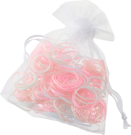 Mini-Haargummis in Organza-Säckchen mehrfarbig, 250 St
