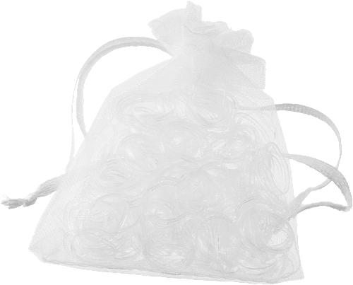 Mini haarelastiekjes in transparante organza zakjes, 250 stuks