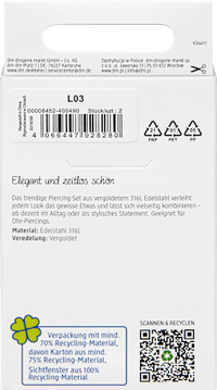 ebelin Ohr-Piercings 316L Stahl, goldfarben, 2 St