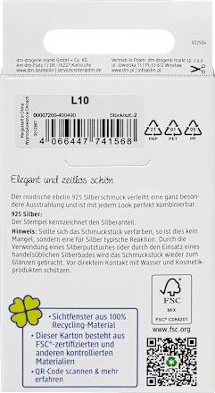 925 zilveren hartvormige oorbellen, 2 stuks