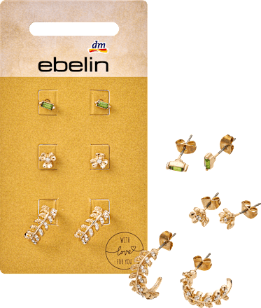 Oorbellen met bloemen, goudlook, 6 stuks