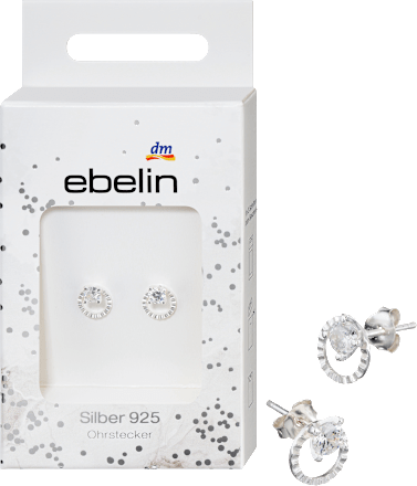 Oorstekers cirkel met strass 925 zilver, 2 stuks