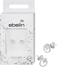 Oorstekers cirkel met strass 925 zilver, 2 stuks