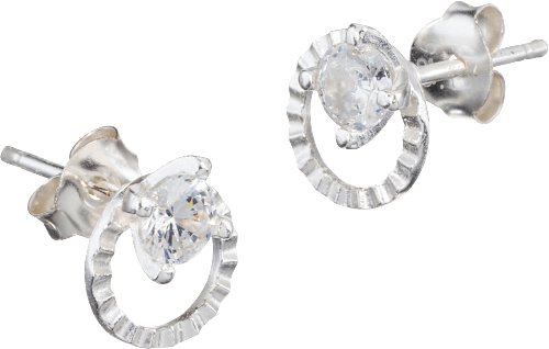 Oorstekers cirkel met strass 925 zilver, 2 stuks