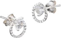 Oorstekers cirkel met strass 925 zilver, 2 stuks