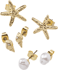 ebelin Ohrstecker maritim mit Perlen, Gold-Optik, 6 St