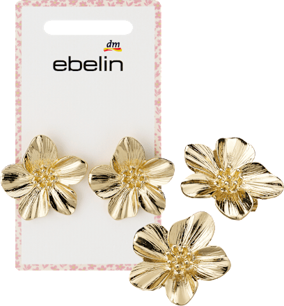 ebelin Ohrstecker mit Blumen, Gold-Optik, 2 St