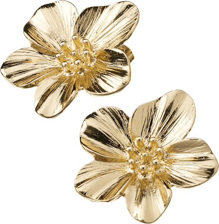 ebelin Ohrstecker mit Blumen, Gold-Optik, 2 St