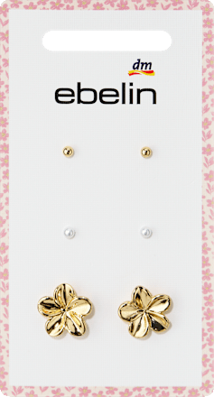 Ohrstecker mit Blumen & Perlen, Gold-Optik, 6 St