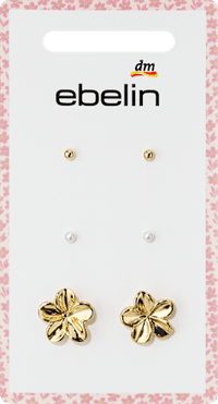 Ohrstecker mit Blumen & Perlen, Gold-Optik, 6 St